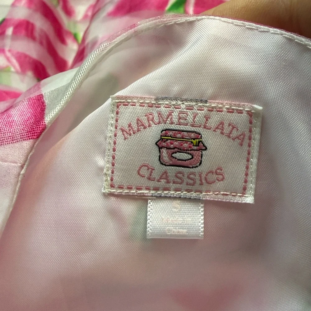Marmellata pink green floral stripes dress girls size 5 Easter garden party